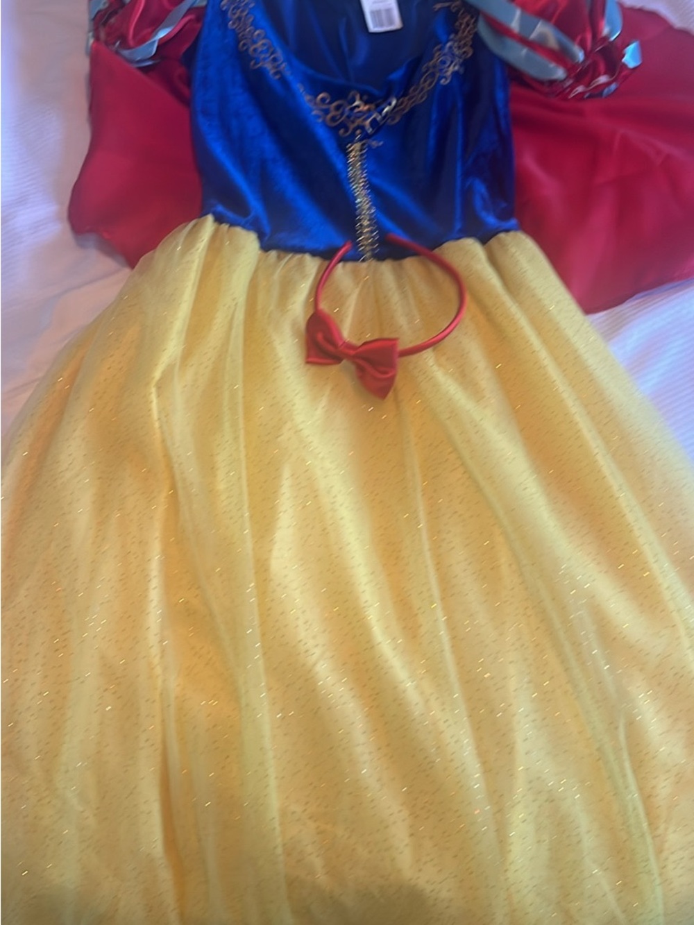 Adult Snow White Costume Yellow & Blue Princess Costume with Red Accents